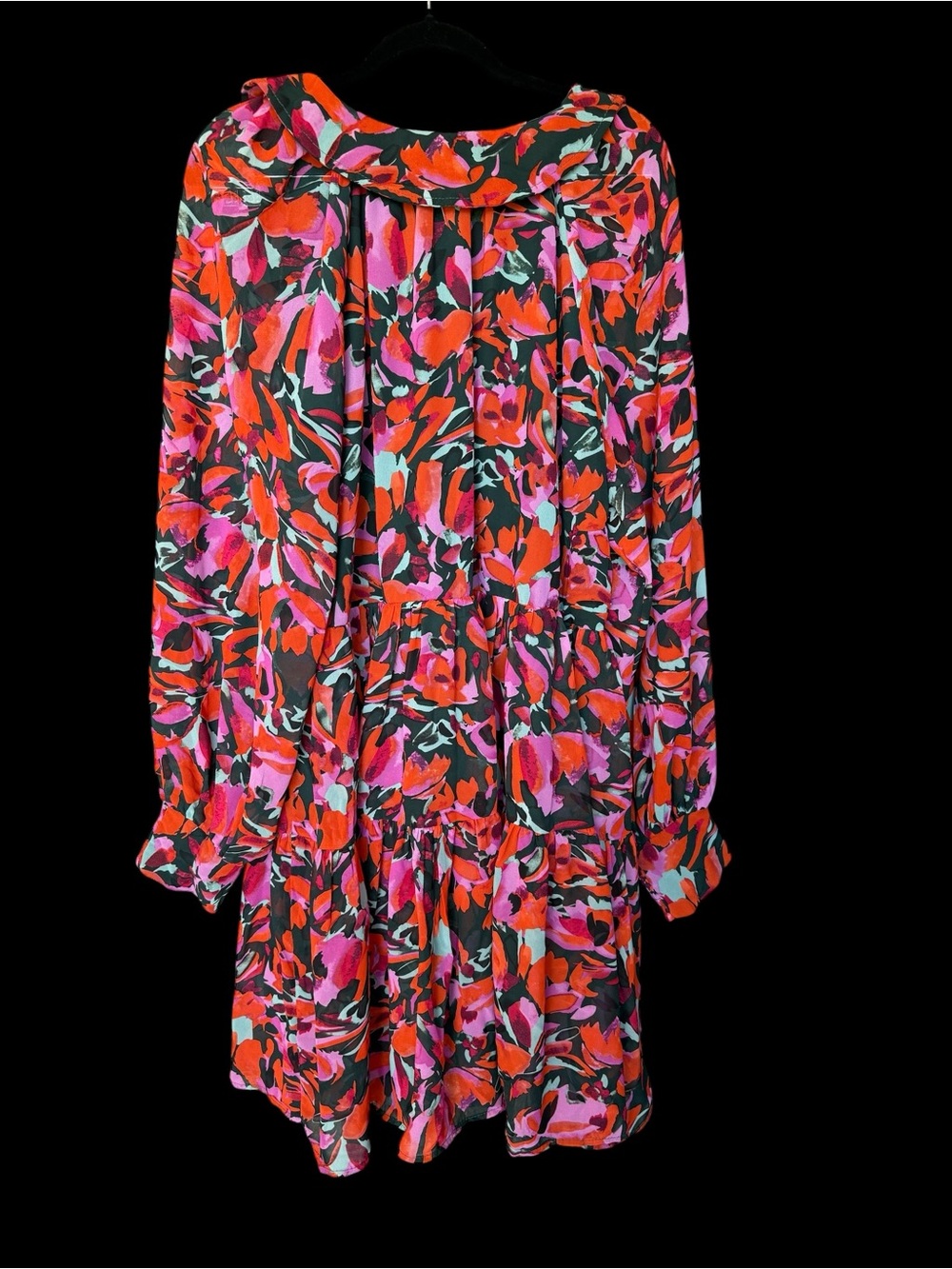 entro Pink Multi Floral Tiered Long-Sleeve Mini Dress - Picture 6 of 9